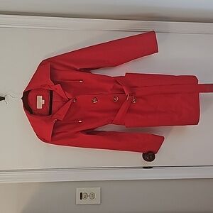 Michael Kors Red Trench Rain Coat. NWOT. Size M.